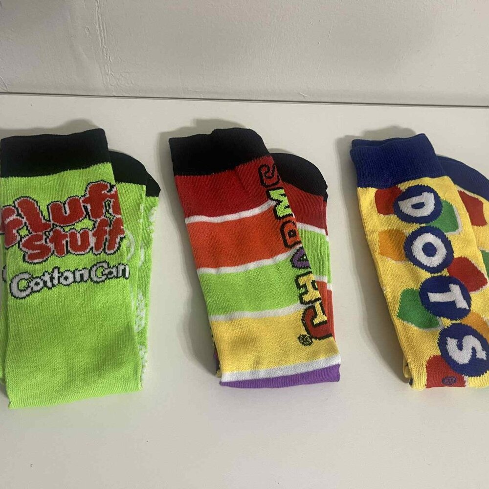PK OF 3-DOTS/FLUFFY STUFF‎ COTTON CANDY/ CHARMS CANDY CASUAL CREW SOCKS MEN 8-12